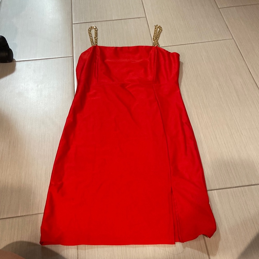 Red chained dress